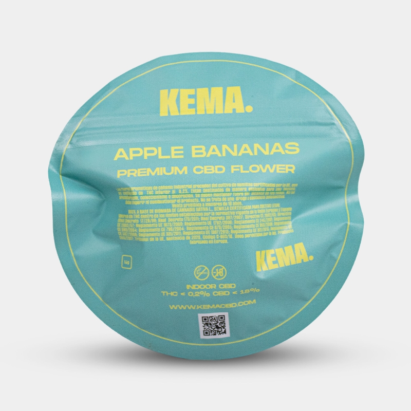 Flores Apple Bananas Cali CBD 15g KEMA envase parte trasera