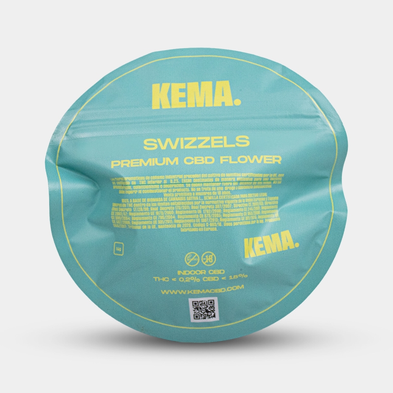 Flores Swizzels Cali CBD 15 g KEMA envase parte trasera