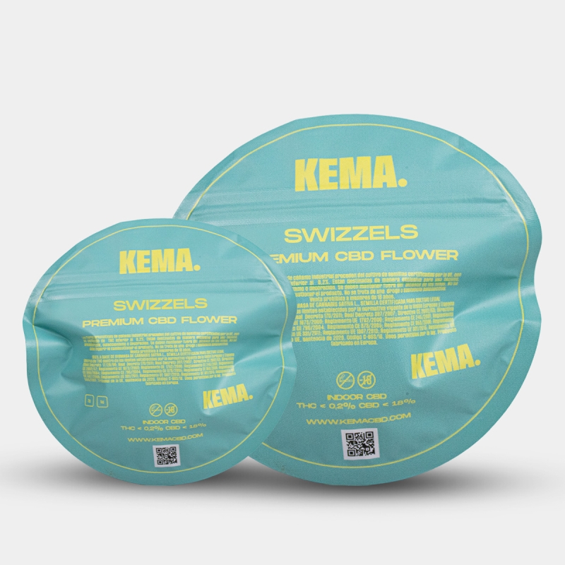 Flores Swizzels Cali CBD KEMA envase parte trasera todos los formatos