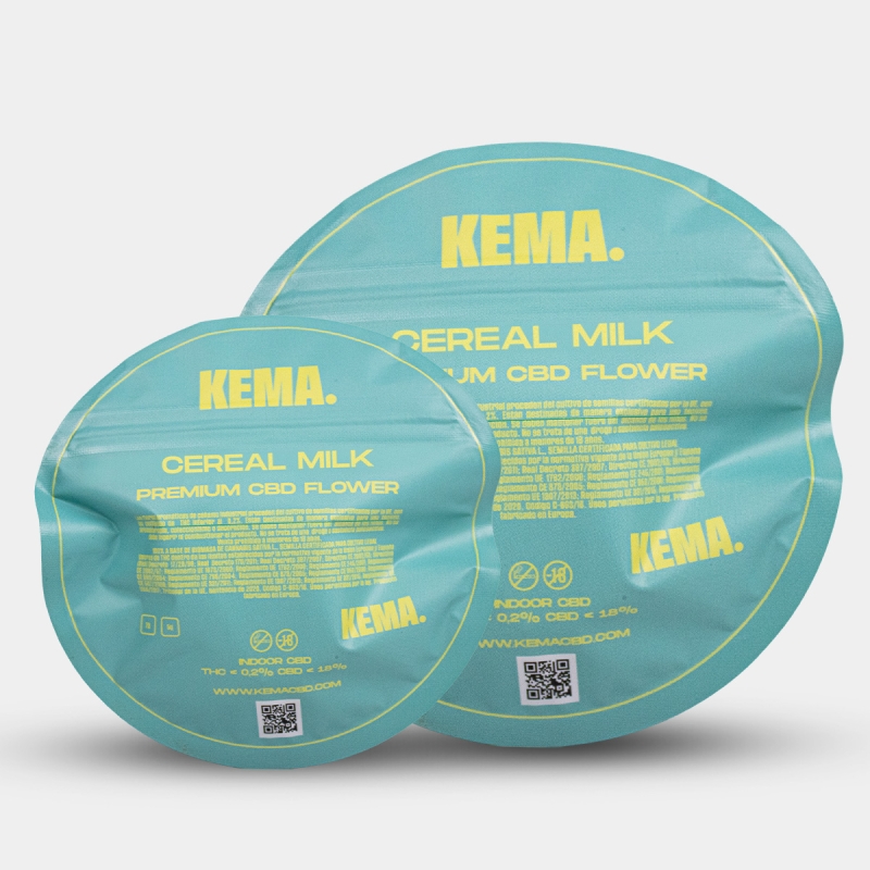Flores Cereal Milk Hydro CBD KEMA envase parte trasera todos los formatos