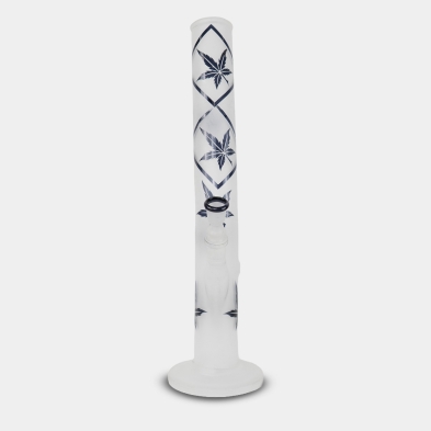 vista frontal Bong de Vidrio Satinado Hojas Azules 42 cm