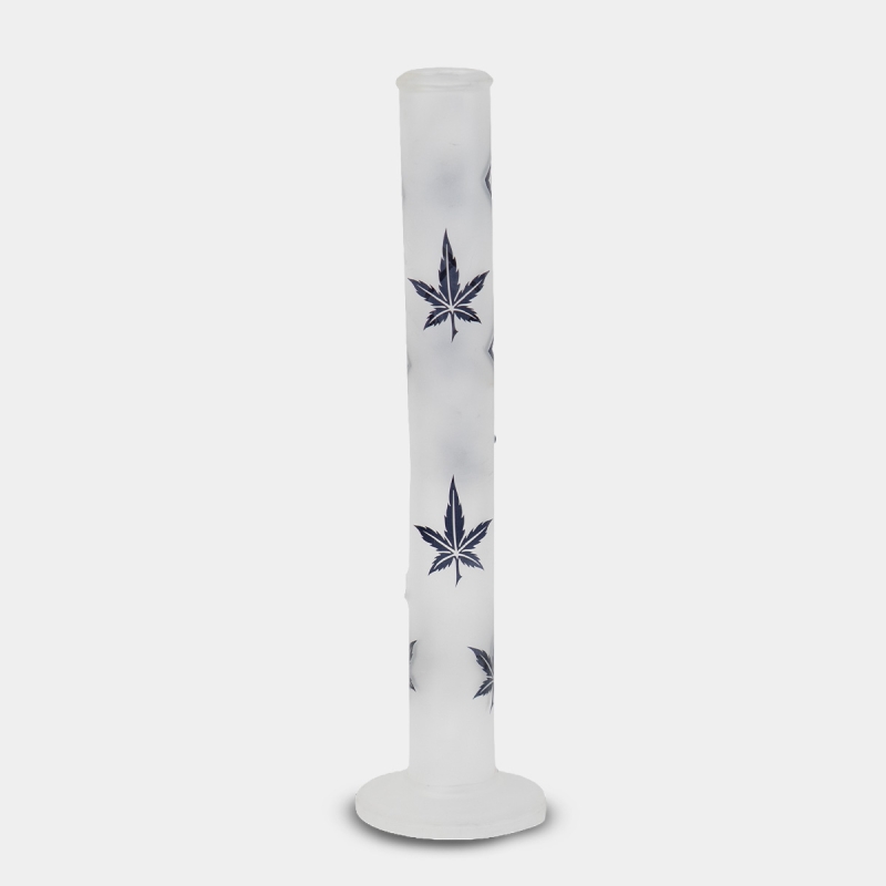 vista trasera Bong de Vidrio Satinado Hojas Azules 42 cm