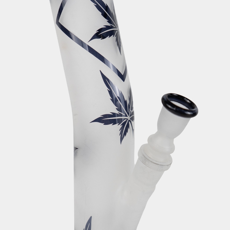 Dibujo Bong de Vidrio Satinado Hojas Azules 42 cm