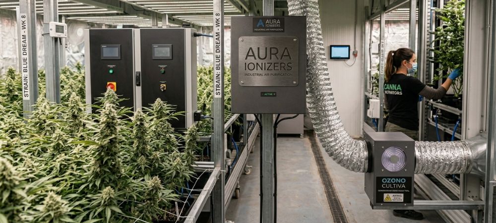 Apparecchiature per il trattamento dell'aria (ozonizzatore o ionizzatore) in una sala di coltivazione di marijuana
