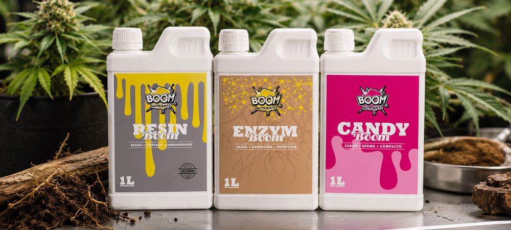 Vari prodotti biologici della linea biologica di Boom Nutrients