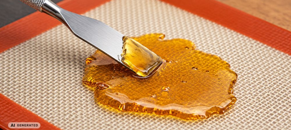 concentrado de la extracción sobre tapete de silicona