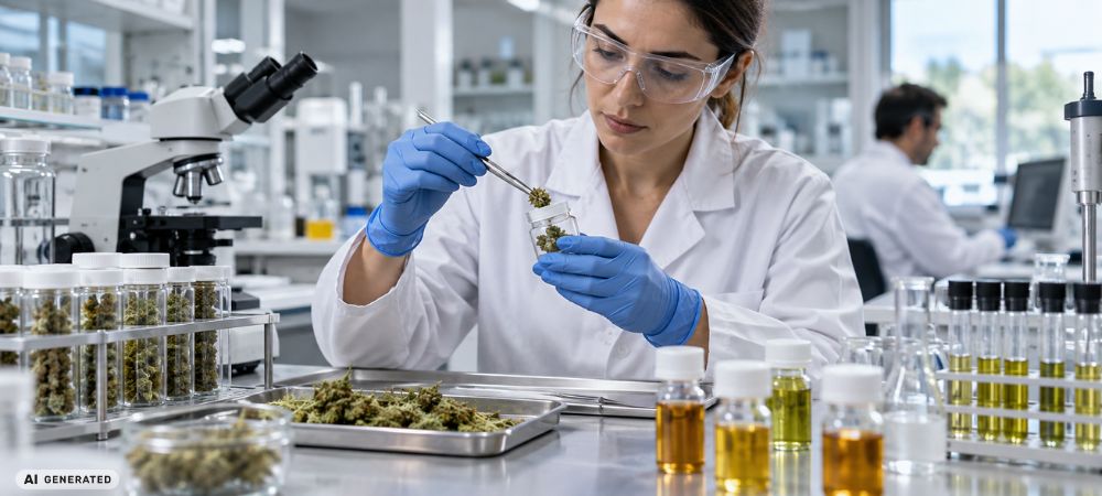 preparación de cannabis medicinal en laboratorio