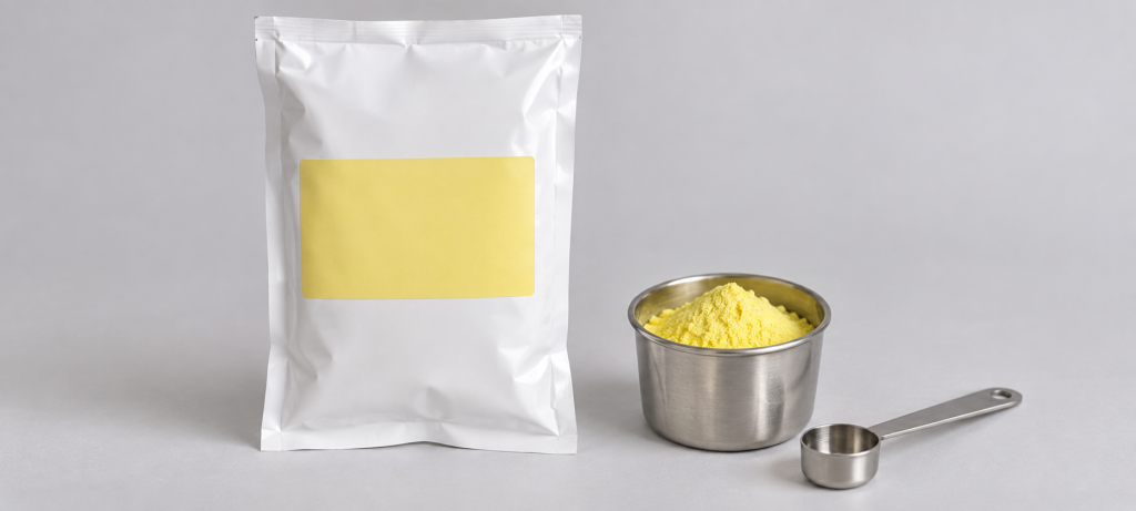 bolsa de azufre junto a un medidor y una toma de azufre