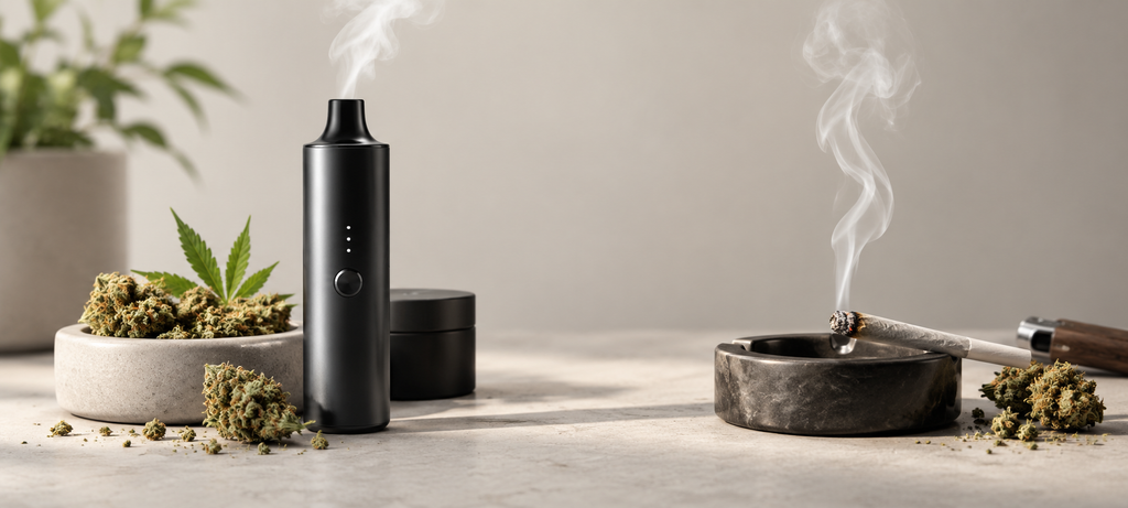 comparativa de un vaporizador frente a hierba seca fumada mediante combustión