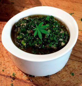 Meat Dish with Cannabis Chimichurri Sauce unique christmas dinner ideas