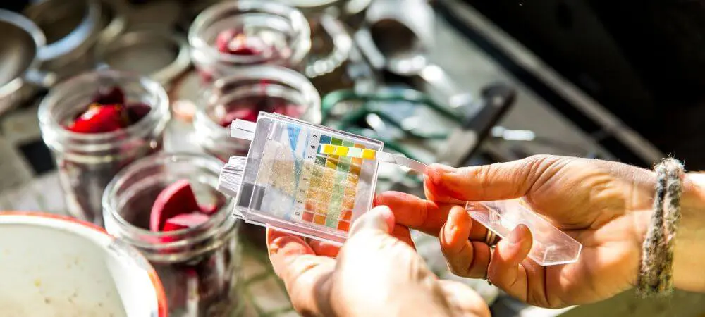lower the pH with test strips