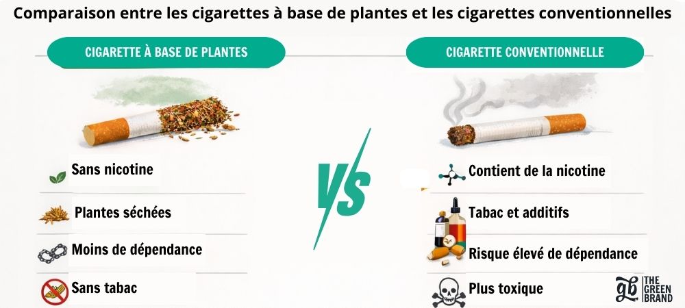 Infographie comparative entre les substituts du tabac et le tabac conventionnel