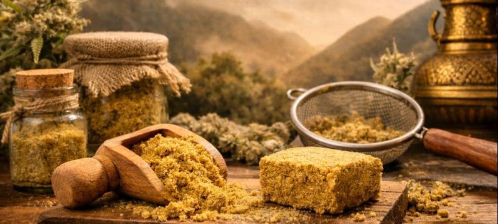 Polen rubio obtenido por tamizado en seco, con herramientas artesanales y resina separada
