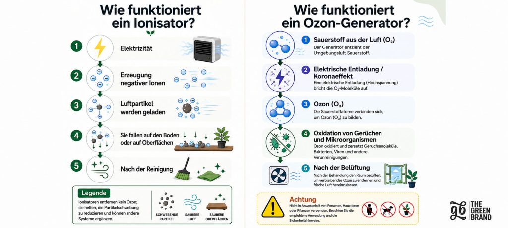 Unterschiede zwischen Ozonisator und Ionisator Schritt für Schritt erklärt
