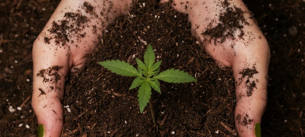 plántula de marihuana tratada con fertilizantes químicos y orgánicos para un crecimiento con todo lo necesario