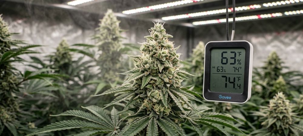  humidificador de aire manteniendo la humedad en cultivo indoor
